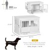 Wooden Dog Crate End Table, White, Triple Doors for Small Dogs