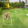 Dog Agility Training Equipment, 4 Piece Set with Adjustable Height White Jump Bars