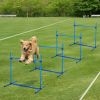 4 Piece Dog Agility Starter Kit, Blue Adjustable Jump Bars with Carry Bag