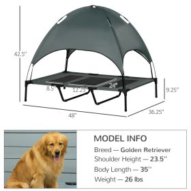 48" x 36" Elevated Portable Cooling Dog Cot/Bed with UV Protection Canopy Shade