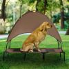 48" x 36" Elevated Portable Cooling Dog Cot/Bed with UV Protection Canopy Shade, Coffee