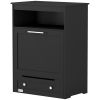 Dog Feeder Station Storage Cabinet, with Dog Raised Bowls, Black