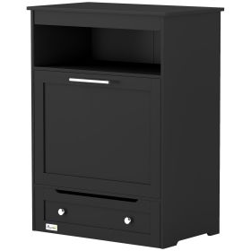 Dog Feeder Station Storage Cabinet, with Dog Raised Bowls, Black