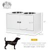 Large Elevated Dog Bowls with Storage Cabinet 44L Capacity, White