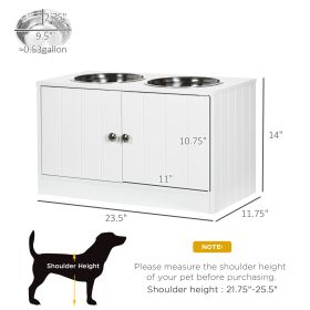 Large Elevated Dog Bowls with Storage Cabinet 44L Capacity, White