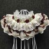 Handmade Retro Lace Dog Collar Necklace Wine Red Rose 8.2-11.2"