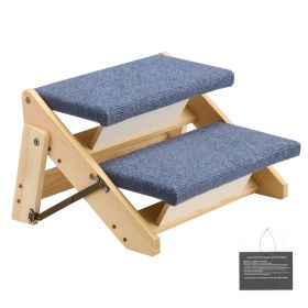 Wooden 2-Step Dog Stairs for Beds & Sofa 110lbs Capacity, Folded Flat Design