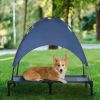 36" x 30" Elevated Portable Dog Cot/Bed with UV Protection Canopy Shade, Dark Blue