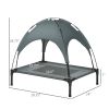 30" x 24" x 28" Elevated Dog Camping Bed/Cot; with UV Protection Shade Canopy, Gray