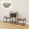 3 Height Adjustable Dog Bowl Stand with 2 Feeding Stations and Storage Bin, Black