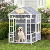 Large Wooden Outdoor Dog House with Porch, Storage Cabinet, & Weatherproof Roof,