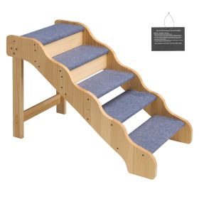 Wooden 5-Step Dog Stairs for High Beds & Sofa 150lbs Capacity, Non-Slip Surface