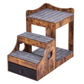 Dog Bunk Bed with Removable Stairs, Window Perch with Storage