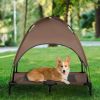36" x 30" Elevated Portable Dog Cot/Bed with UV Protection Canopy Shade, Coffee