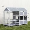Large Wooden Outdoor Dog House with Porch, Storage Cabinet, & Weatherproof Roof,
