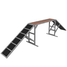 Dog Agility Equipment Ramp with Safety Bar, Non-slip Surface, for Walk & Pause Training