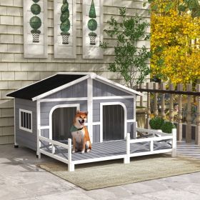 Wooden Large Dog House Outdoor Cabin Shelter with Porch