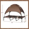 48" x 36" Elevated Portable Cooling Dog Cot/Bed with UV Protection Canopy Shade, Coffee