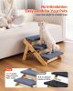 Wooden 3-Step Dog Stairs for Beds & Sofa; 150lbs Load Capacity, Folded Flat Design
