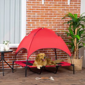 48" x 36" Elevated Portable Cooling Dog Cot/Bed with UV Protection Canopy Shade, Red