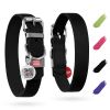 Black Adjustable Leather Small Dog Collar; 8-11 in. x 0.5 in. with Durable Buckle D Ring