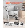 38 Inch Stainless Steel Dog Washing Station, Pet Grooming Tub with Hot & Cold Faucet, Showerhead, Home Wash Sink
