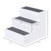 Wooden 3-step Carpeted Non Slip Dog Stairs-White