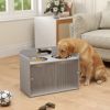 Grey PawHut Feeding Station with Elevated Dog Bowls