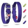 Purple Lasting Adjustable Leather Dog Collar with Durable Buckle D Ring for Small Dogs 8-11 inch Neck x 1/2 inch