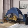 48" x 36" Elevated Portable Dog Cooling Cot/Bed with UV Protection Canopy Shade, Dark Blue