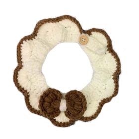 Handmade Knitted Dog Collar White & Brown Bowknot Necklace
