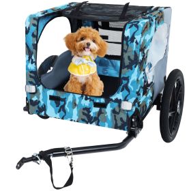 Outdoor Heavy Duty Collapsible Dog Bike Trailer with 16-Inch All-Terrain Wheels & Universal Hitch, blue