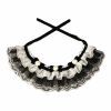 Retro Handmade Black Lace w/ Beads Dog Collar Necklace 8.2-11.2"