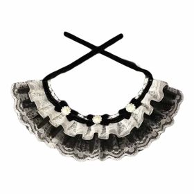 Retro Handmade Black Lace w/ Beads Dog Collar Necklace 8.2-11.2"