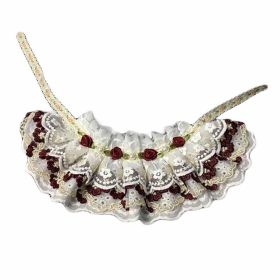 Handmade Retro Lace Dog Collar Necklace Wine Red Rose 8.2-11.2"