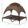 36" x 30" Elevated Portable Dog Cot/Bed with UV Protection Canopy Shade, Coffee