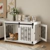 39.37''  Wooden Dog Crate Furniture w/ Sliding Barn Door and Side Door, Kennel End Table