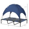 48" x 36" Elevated Portable Dog Cooling Cot/Bed with UV Protection Canopy Shade, Dark Blue