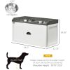 Raised Dog Feeding Station with Storage Drawer, 2 Large Steel Bowls, White