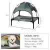 24" x 18" x 24.5" Elevated Dog Camping Bed; Breathable Mesh with Canopy, Gray