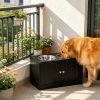Large Elevated Dog Bowls with Storage Cabinet Containing Large 44L Capacity,