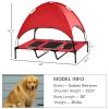 48" x 36" Elevated Portable Cooling Dog Cot/Bed with UV Protection Canopy Shade, Red