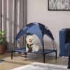 30" x 24" Elevated Portable Dog Cot/Bed with UV Protection Canopy Shade, Dark Blue