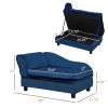 Dog Sofa Bed with Storage, Cushy Couch for Small Dogs, Blue
