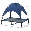 36" x 30" Elevated Portable Dog Cot/Bed with UV Protection Canopy Shade, Dark Blue