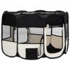 Foldable Dog Playpen Black & Cream Polyester and Steel Frame