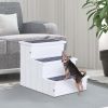 Wooden 3-step Carpeted Non Slip Dog Stairs-White