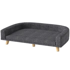 Large Dog Dark Grey Sofa with Washable Cover, Anti-slip Foot Pads