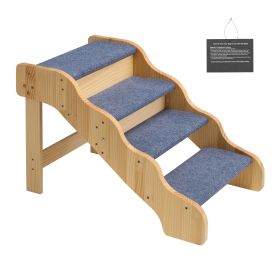 Wooden 4-Step Dog Stairs for High Beds & Sofas, 150lbs Capacity, Non-Slip Surface