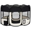 Foldable Dog Playpen Black & Cream Polyester and Steel Frame
